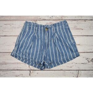 American Eagle Striped Pleated Cuffed‎ Shorts Women Junior Size 0 Pre-Owned